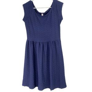Xhilaration x Target Navy Jacquard Fit & Flare Dress M Stretch Summer RAA10422